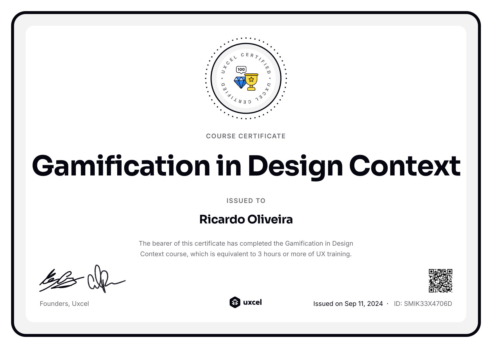 Ricardo Oliveira's certificate